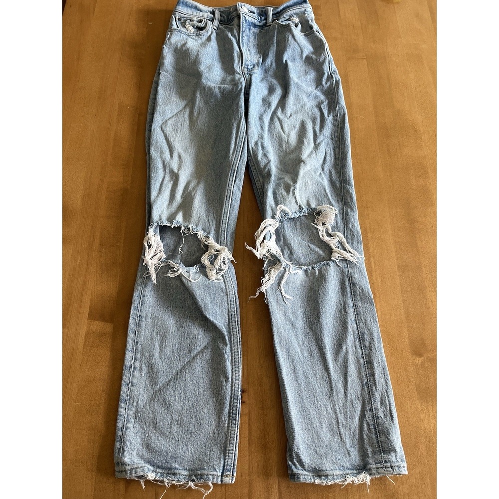 Abercrombie & Fitch Jeans Womens Sz 25 Ultra High Rise 90s Straight Distressed